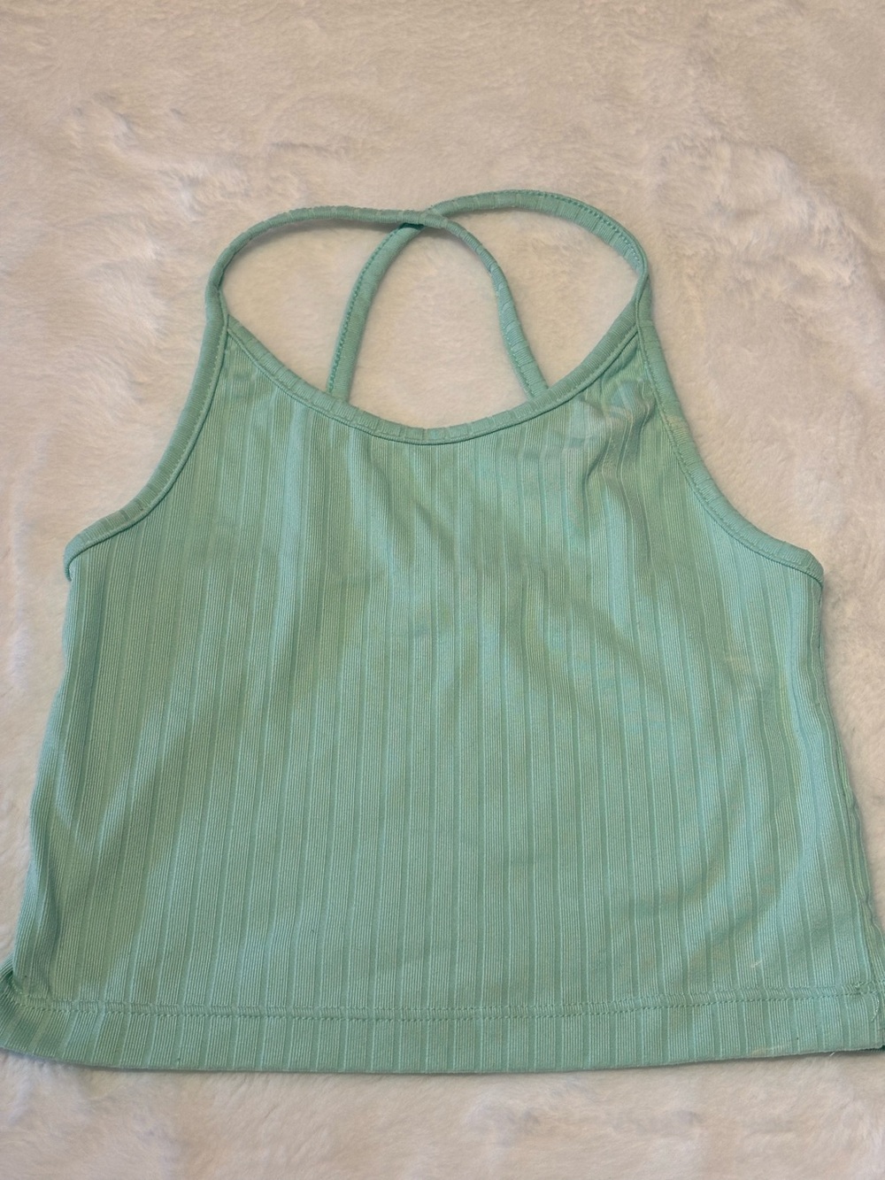 Mint Ribbed Cropped Tank Top